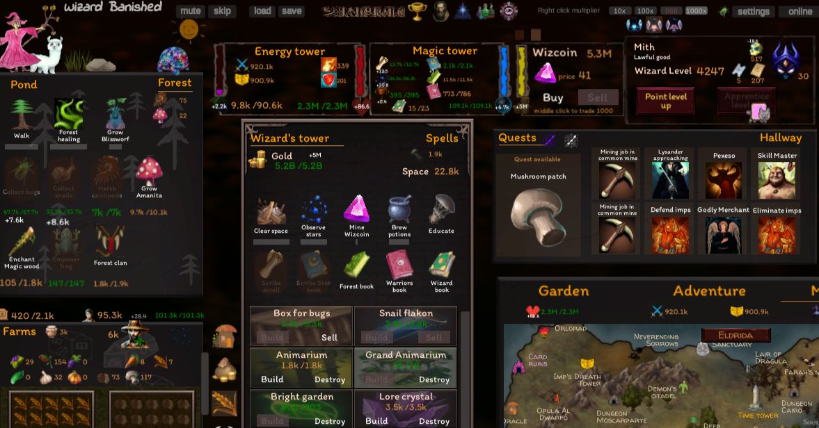 Stylized forest and arcane motifs